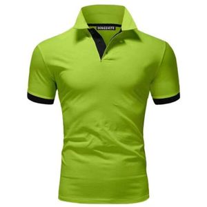 POLO Homme Polo Shirt Manches Courtes Tennis Golf Poloshirt d'Eté Sport Stretch T-Shirt Vert