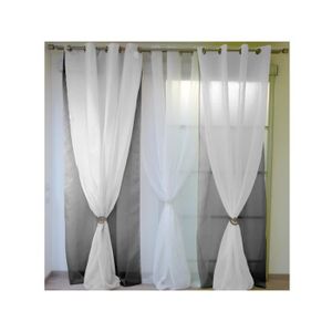 Double Voilage Noir Et Blanc à Oeillets Achat Vente