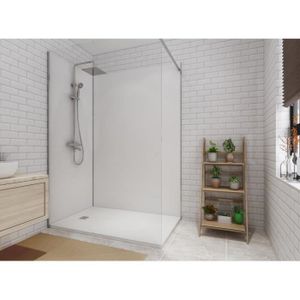 PAROIS DE DOUCHE - PORTE DE DOUCHE Panneaux muraux de douche blanc en aluminium - ITZIAR - L. 90 x L. 120 x H. 210 cm