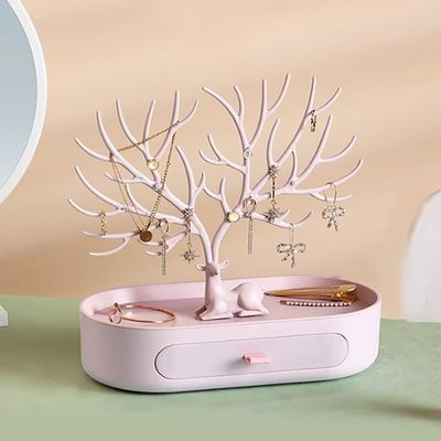 Buste Présentoir à Colliers En Bois Finition Blanc Cérusé - Hauteur 25 Cm, Sur Pied - Neuf Sans Emballage