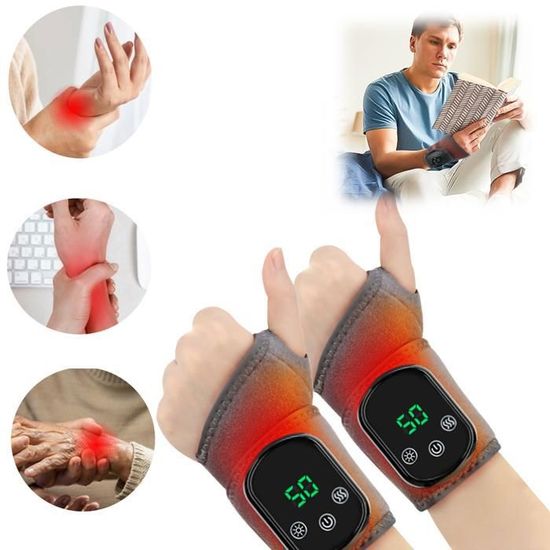 Chaufferette électrique Pour Poignet - 5 Niveaux De Chaleur + 3 Modes Vibration - Sans Fil, Rechargeable USB-C - Pour Sport, Récupération, Voyage