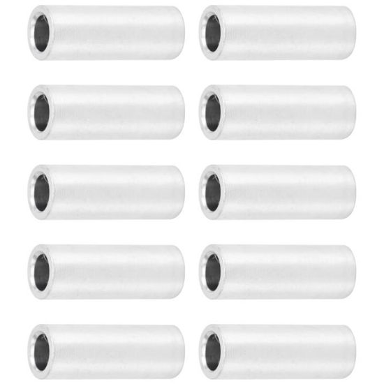 Entretoises Rondes Aluminium 10 Pièces - Diamètre Intérieur 8mm, Extérieur 10mm - Longueur 12mm