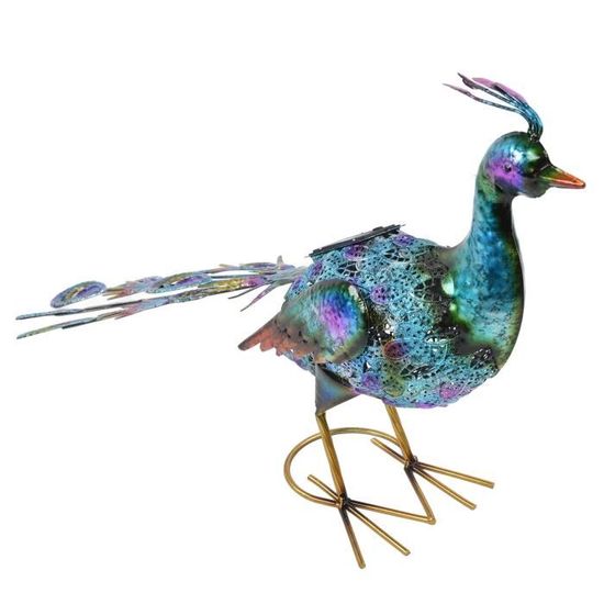 Figurine de Jardin Paon Oiseau Métal Décorative 74cm