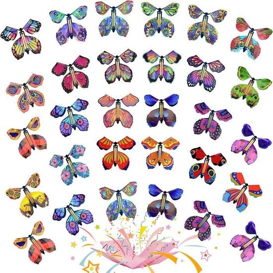 10 Papillons Magiques Volants - Jouet Surprise Avec Bande élastique | Cadeau Anniversaire, Mariage, Décoration Carte