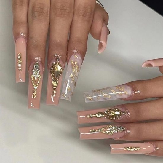 Kit faux ongles,Faux Ongles Artificiels avec Colle,24 Pièces,N64.Long ...