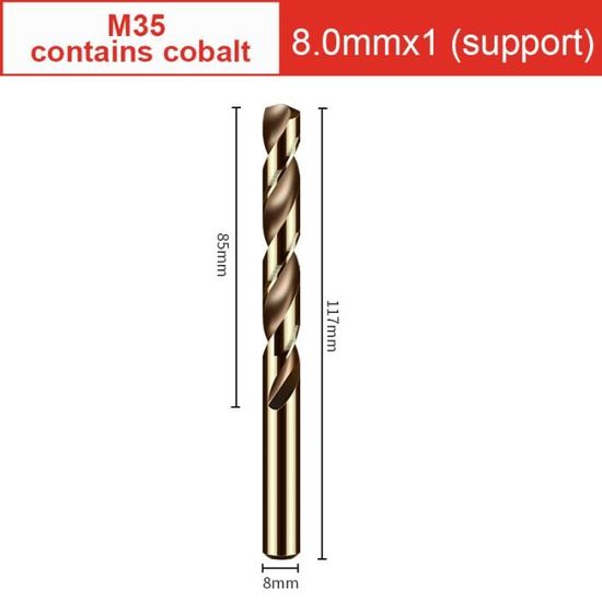 15.7mm -Forets Hélicoïdaux En Cobalt,mèches HSS,8mm 20mm M35 HSS CO,pour Acier Inoxydable (8-9