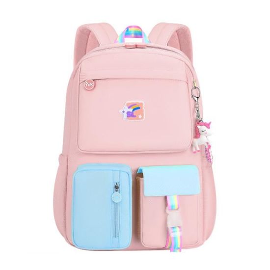 Cartable Fille Primaire Kawaii Avec Breloque Et Badges - Sac à Dos École 7-13 Ans, Cadeau Rentrée