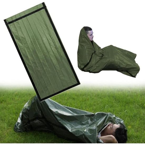 Lot De 2 Sacs De Survie/bivouac – 213×91 Cm, Thermique, Imperméable, Réutilisables (vert+orange)