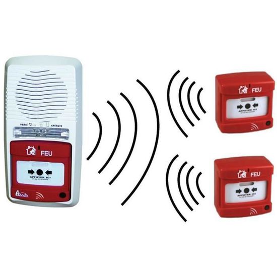 Pack alarme radio type 4 avec 2 déclencheurs manuels radio - Cdiscount  Bricolage