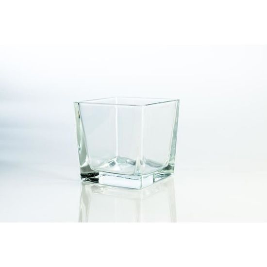 blanc 12 x 12 x 12 cm Grand photophore // Petit vase en verre KIM INNA Glas Vase cube // Bougeoir en verre