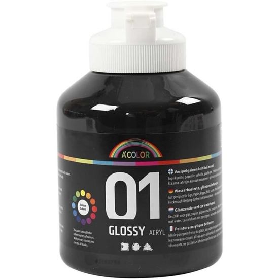 Peinture Acrylique Brillante A Color 500 Ml Noir Achat Vente Peinture Acrylique Peinture Acrylique Brillante Cdiscount