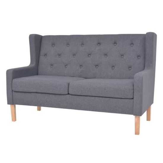 Canapé droit fixe 2 places Moderne Sofa de salon Canapé de relaxation Tissu Gris Meuble© ®MOEFAN®