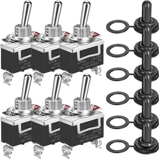 DaierTek Lot De 2 Interrupteurs à Bascule LED 30 A 12 V DC SPST ON OFF 2 Positions 3 Broches Pour Voiture, Camion, Bateau, VTT