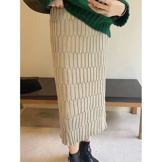 Jupe Jupes l gantes pour femmes vert droites tricot es taille