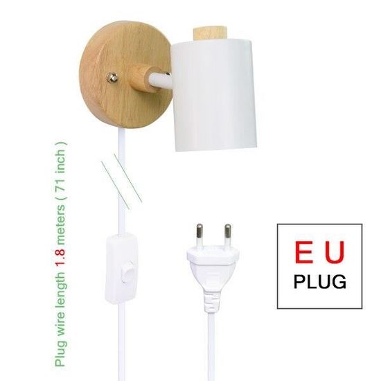 Applique Murale Blanche Avec Interrupteur - Abat-Jour Pivotant Style Vintage
