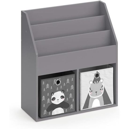 Étagère Enfant Vicco Luigi Blanc - Pour 2 Boîtes Pliables, Rangement Bibliothèque