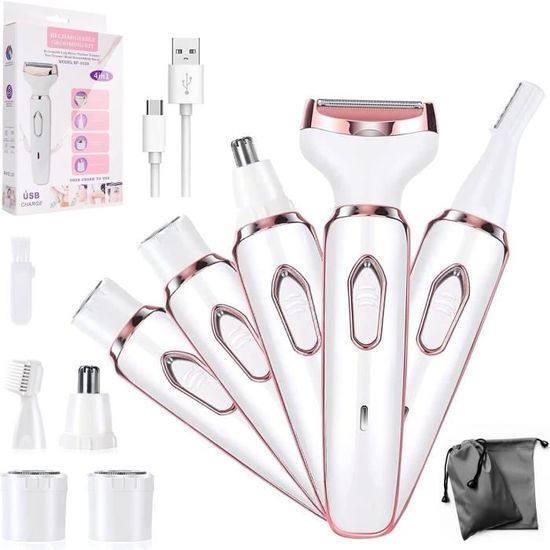 Fresion 5 en 1 Rasoir Electrique Femme Epilateur Sourcils Electrique Femme, Tondeuse Femme