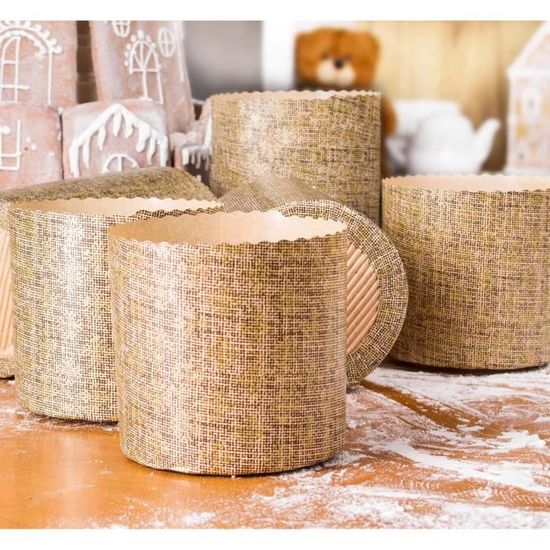 Moules à Panettone En Papier Antiadhésif - Lot De 25, Ø 9 Cm X H 8,5 Cm, Pour Four Et Micro-ondes