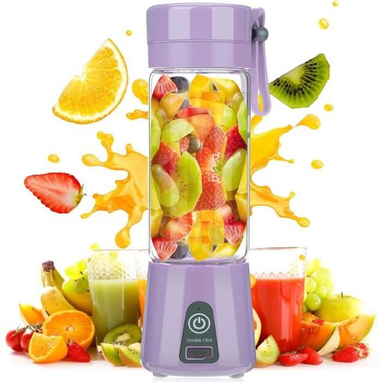 Blender Portable Rechargeable COKUNST 530ml - 6 Lames Inox, Batterie 4000mAh USB-C - Pour Smoothies, Voyage, Sport