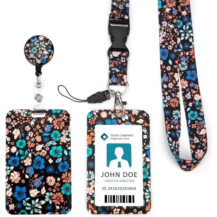 Porte-Badge D'Identification Avec Cordon Et Enrouleur De Badge, Clip