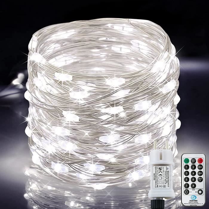 Guirlande Lumineuse Extérieur 25 m 1000 LED Blanc froid et 8 jeux de  lumière