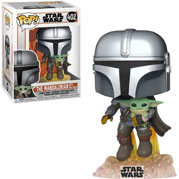 Figurine Funko Pop! Star Wars: The Mandalorian Mando Flying wJet Pack - vue 1
