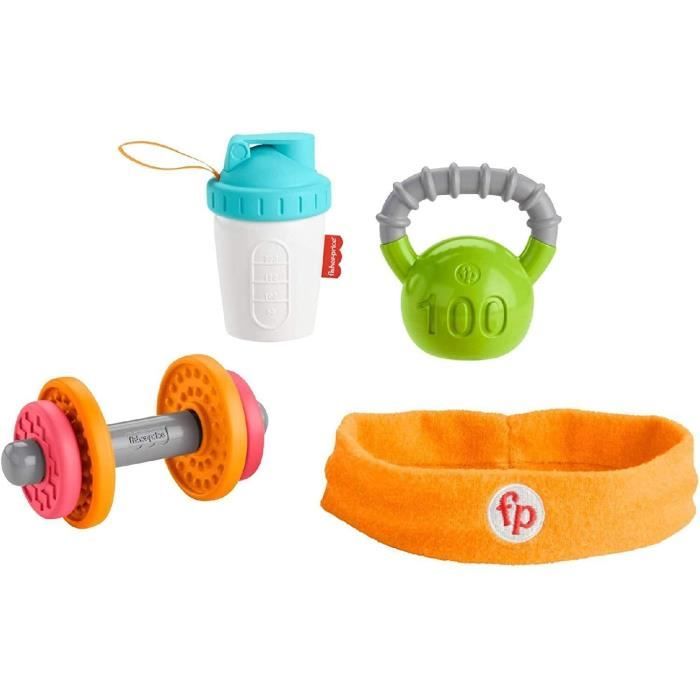 Fisher-Price coffret Petit Sportif avec 4 jouets d`imitation pour faire travailler la motricité fine de bébé, 3 mois