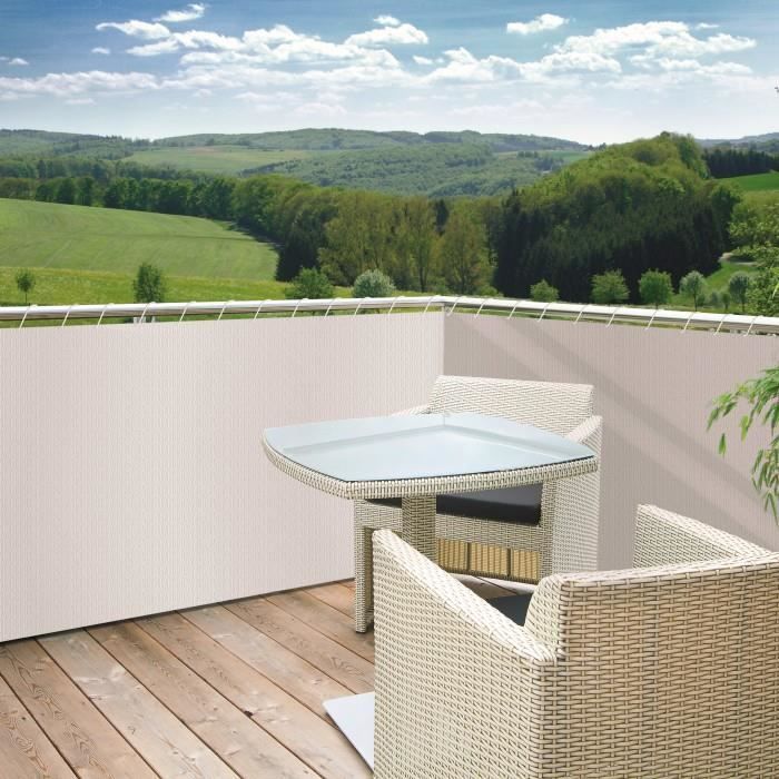 Brise vue occultant de la marque Windhager. Ce brise vue est de couleur blanche. Le tissus HDPE a un grammage de 150 g/