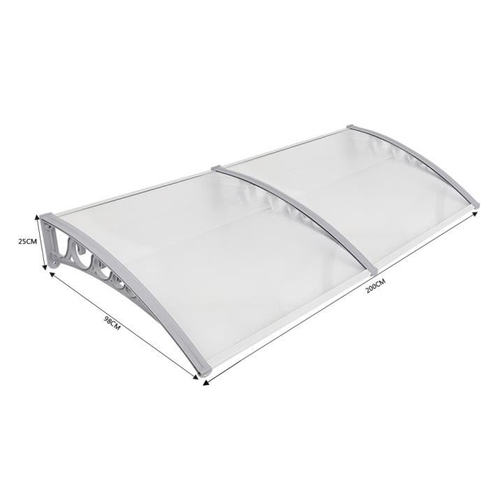 100 X 200 CM Auvent de porte marquise d'accueil polycarbonate
