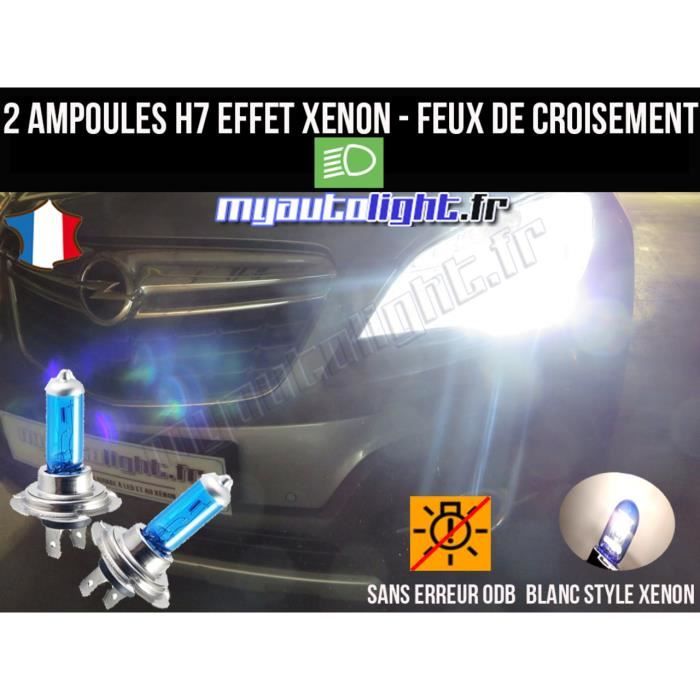 Pack ampoules H7 blanc xenon feux croisement-code pour OPEL MOKKA