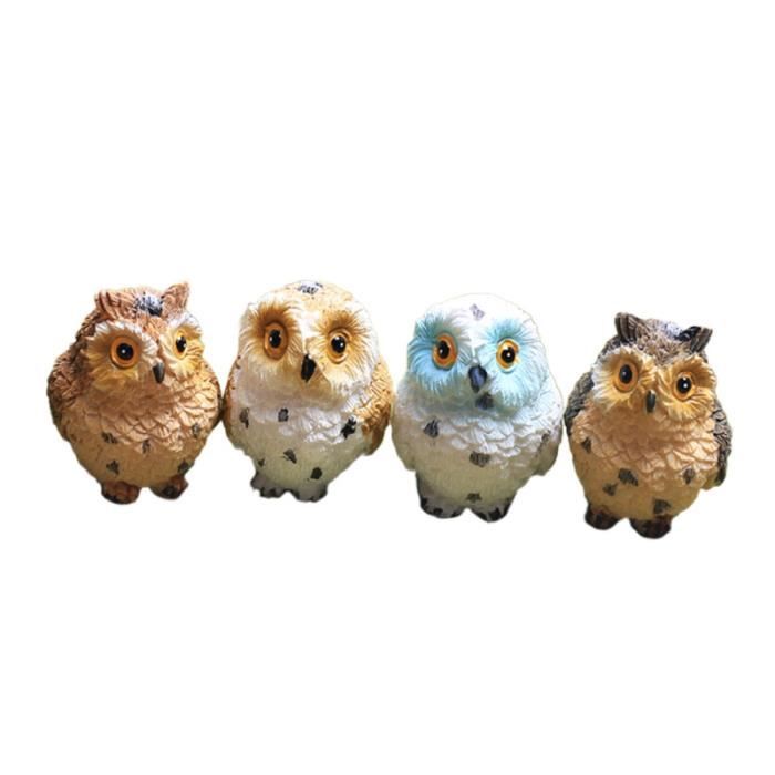 4 pièces hibou ornements Micro décoratif couleur aléatoire résine créative ménage salon chambre MINIATURE GARDEN - AEROGARDEN