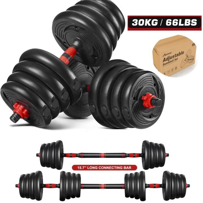 Lot d’haltères 30kg musculation réglables – poids musculation