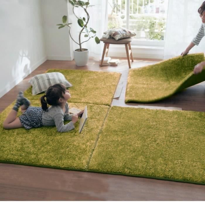 Tapis de Sol Antidérapant en peluche Pour Maison Décor VERT 30x30cm At06687