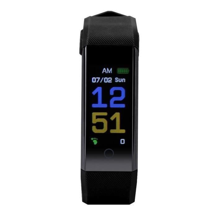 BOYOU Montre connectée Moniteur de tension artérielle de fréquence cardiaque 115P imperméable pour Android - iOS noir