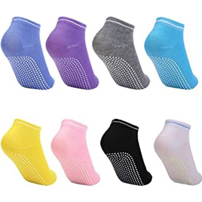 Hzdyg 8 Paires Chaussettes Antidérapantes Femmes,Chaussettes De Yoga Antidérapantes,Chaussettes Pilates,Le Yoga,Le Pilates,La Dans