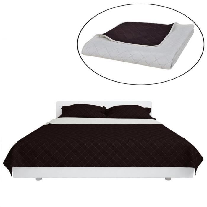 LEUCH Couvre-lit à double face matelassé Beige-Marron 220x240 cm