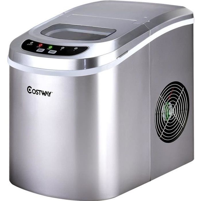 COSTWAY Machine à Glaçons Réservoir 2,2L avec 2 Tailles de Glace,9 Galçons par 6-13 Min,24,2 x 35,8 x 32,8CM pour Maison,Bureau,Café