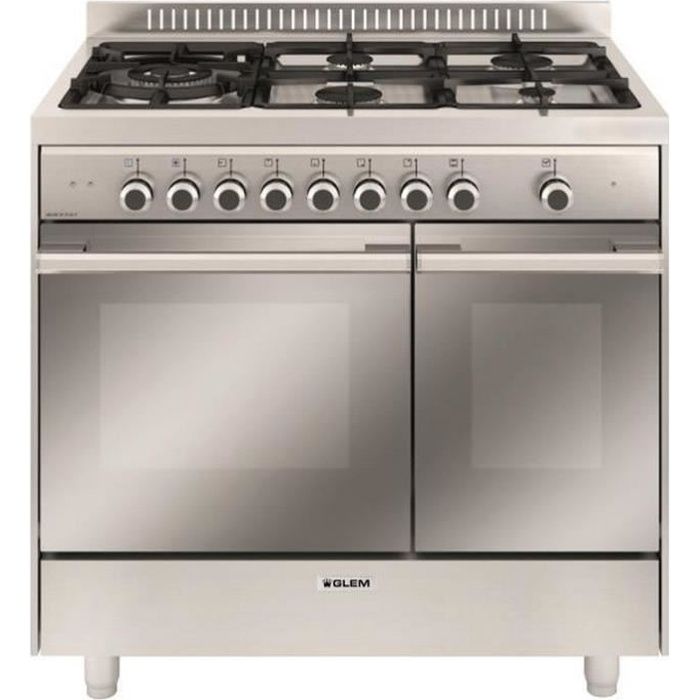 Glem - cuisinière mixte b 67l 5 feux inox - gxd96cvix