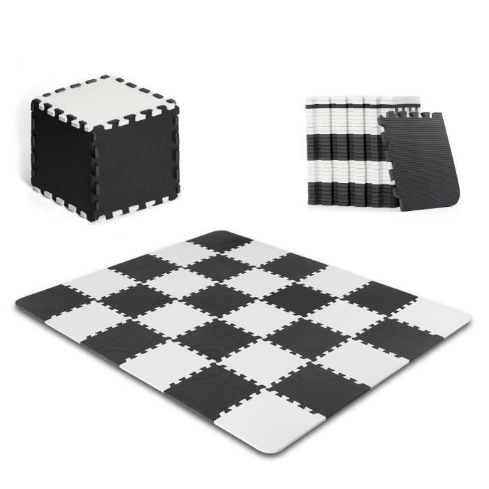 Kinderkraft LUNO, Tapis en mousse 1er age, Puzzle bébé, Noir et blanc