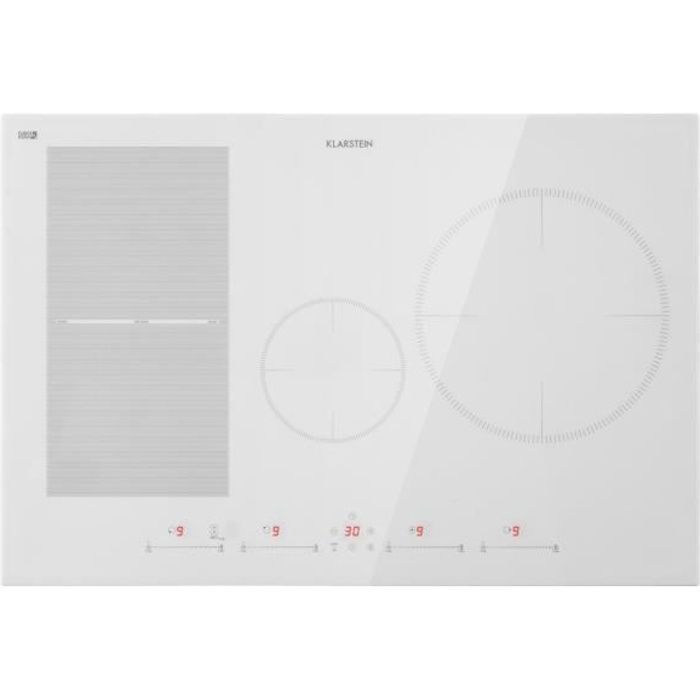 Plaque induction 4 feux encastrable - Klarstein - 77 cm - 7000 W - plaque de cuisson électrique - plaque vitrocéramique - blanc