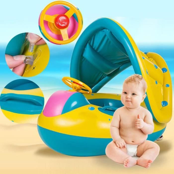 Anneaux de natation pour bébé pare-soleil réglable - Gonflable sûr pour bébé - Anneau de siège gonflable pour enfants