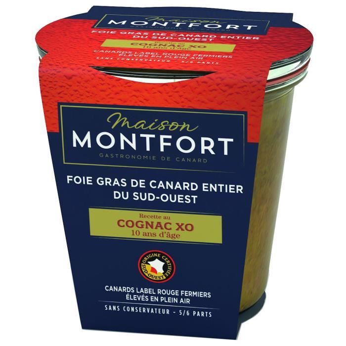 MAISON MONTFORT Foie gras de canard entier - Recette au cognac XO 10 ans d'âge - 180 g