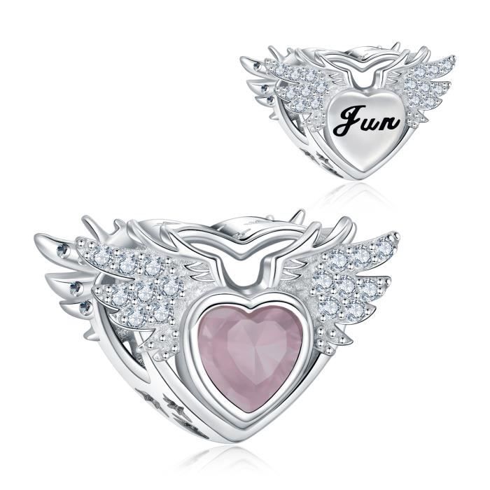 NINGAN Charms Naissance Juin pour Pandora Bracelet - Breloques Ajourés de Perles en Argent Sterling 925