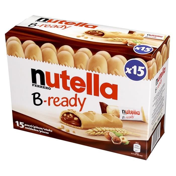 Cafe Moulu - LOT DE 8 - NUTELLA : B-Ready - Barres croustillantes au Nutella 15 x 22 g
