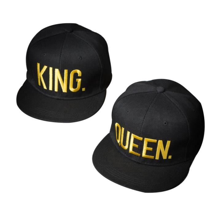 2pcs chapeaux hip-hop roi reine 3D casquettes brodées en couple amoureux SET DE SOIN