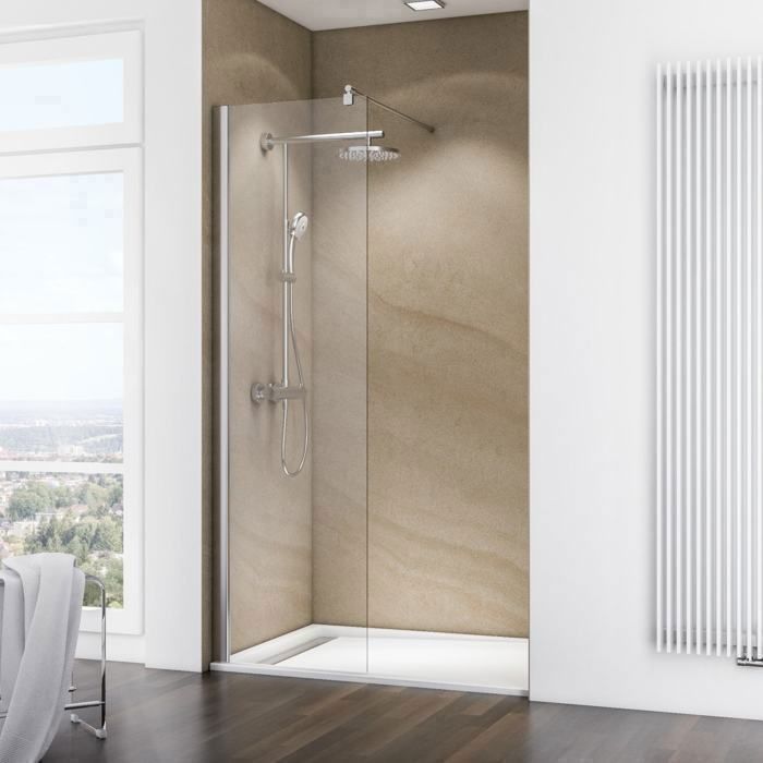 Paroi de douche fixe à l'italienne 60x200 cm, Walk In Free, verre transparent, profilé aspect chromé, Schulte