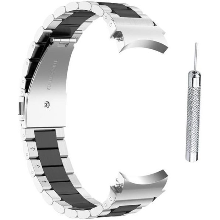SURENHAP Bracelet de remplacement en acier inoxydable pour Samsung Galaxy Watch4 40/44mm Galaxy Watch 4 Classic 46mm/42mm Argent/noi