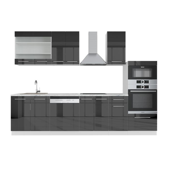 Cuisine Vicco Fame-Line 240 cm, cuisine intégrée, bloc cuisine, cuisine encastrée, ultra-brillant