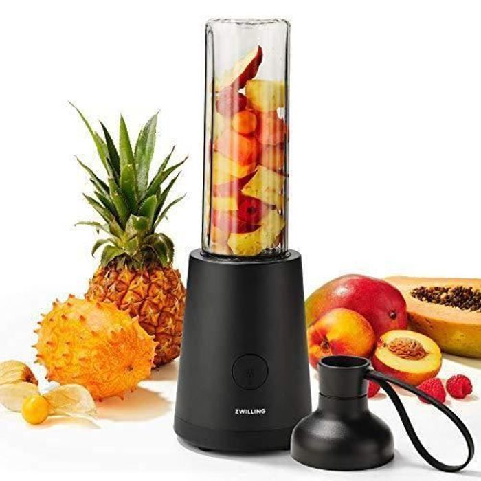 ZWILLING Mixeur Blender Smoothie Maker + Gourde avec bouchon 600 ml 300 W Acier inoxydable/plastique Noir