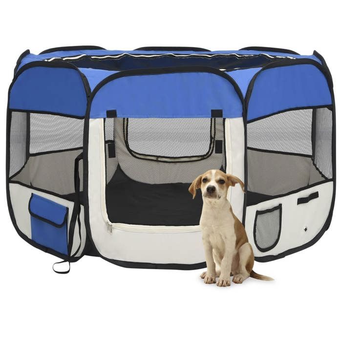 vidaXL Parc Pliable pour Chien avec Sac de Transport Bleu 110x110x58 cm Enclos 171014 vidaXL Parc Pliable pour Chien avec Sac de Transport Bleu 110x110x58 cm Enclos 171014
